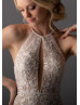 Sexy Halter Beaded Ivory Lace Tulle Keyhole Back Wedding Dress Sexy Halter Beaded Ivory Lace Tulle Keyhole Back Wedding Dress